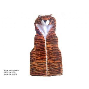 Kids Vest With Animal Hoodie Tiger