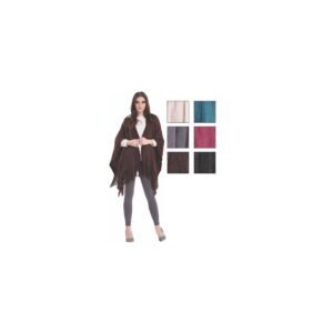 227005.jpg Women's Fashion Assorted Color Poncho With Fringes