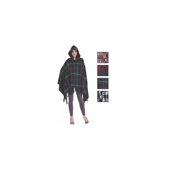 Women's Fashion Assorted Color Poncho With Hoodie