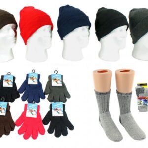 300860.jpg Children's Knit Cuffed Hat, Magic Stretch Gloves, & Merino Wool Blend Socks Combo