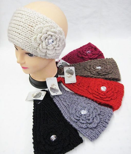 316209.jpg Warm Winter Ear Warmers With Big Flower