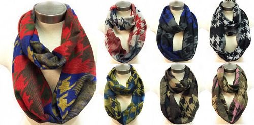 Infinity Circle Scarves Houndstooth Pattern