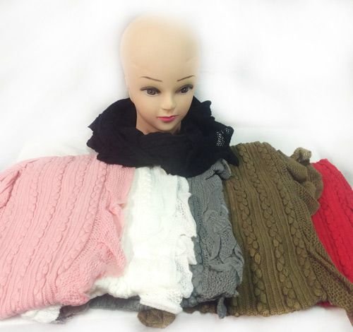 Knitted Infinity Circle Scarves Long Braid Design
