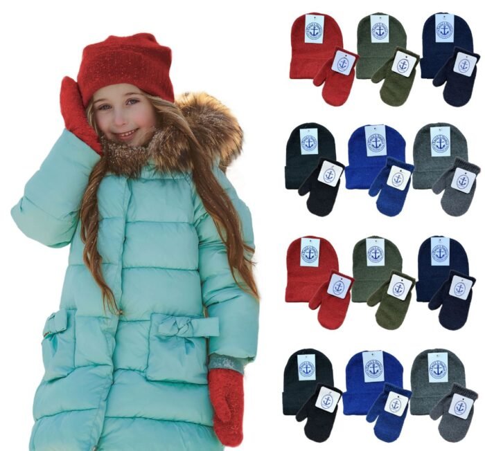 Yacht & Smith Kids 2 Piece Hat And Mittens Set In Assorted Colors