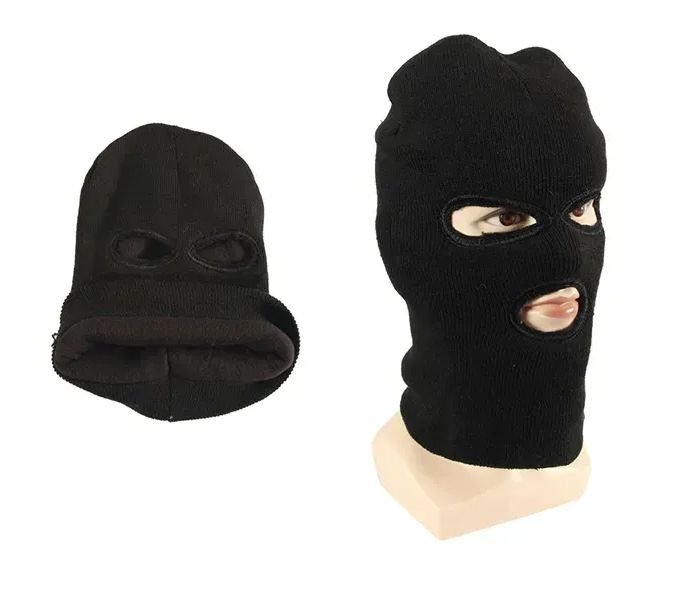 Adults Black Lined Three Hole Ski Face Mask