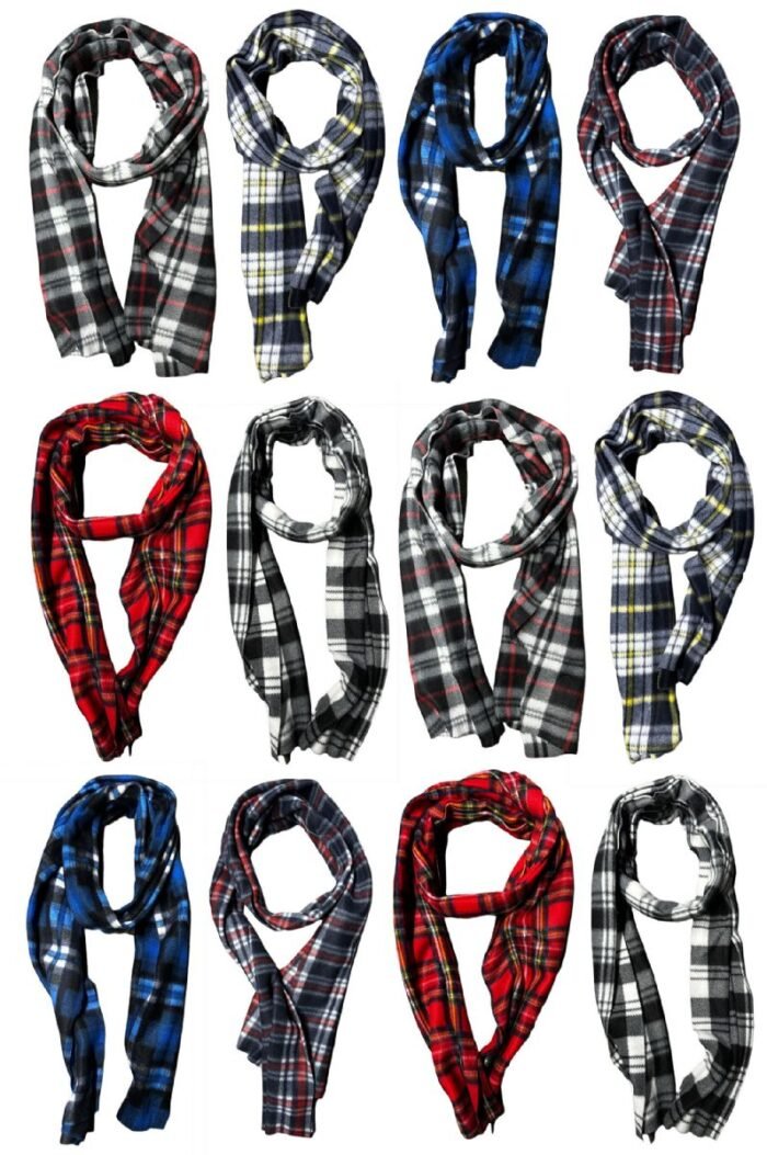 420563i_48061068.jpg Yacht & Smith Assorted Plaid Fleece Scarfs - 60"x12" Inches