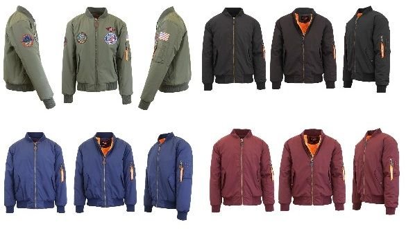 421135.jpg Men's Heavyweight MA-1 Flight Bomber Jackets Pallet Deal Mix Sizes Colors