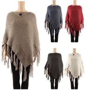 421876.jpg Women's Polyester Winter Cape With Fringes In Assorted Color