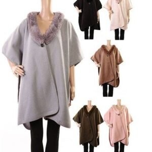 421879.jpg Women's Polyester Winter Cape With With Fur Trimmings In Assorted Color