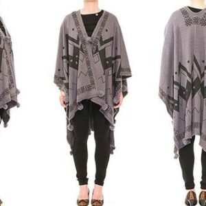 Women Poncho Shawl Cardigan Open Front Elegant Cape Wrap