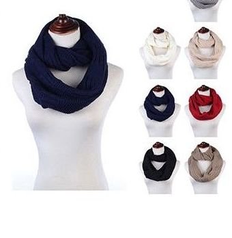 Women's Acrylic Winter Scarf Crochet Knit Tube Scarf Assorted Color