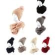 Womans Heavy Knit Winter Pom Pom Hat And Plush Knit Scarf Fleece Lined