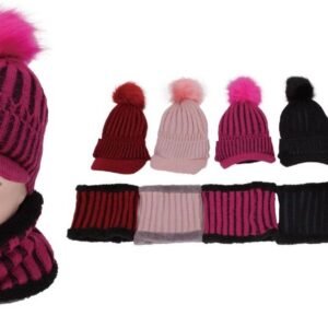 Women's 2 Piece Knit Winter Hat With Neck Warmer
