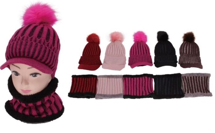 422251.jpg Women's 2 Piece Knit Winter Hat With Neck Warmer