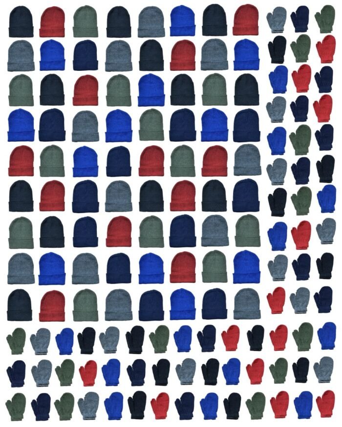 423607.jpg Yacht & Smith Kid's Assorted Colored Winter Beanies & Mittens Set