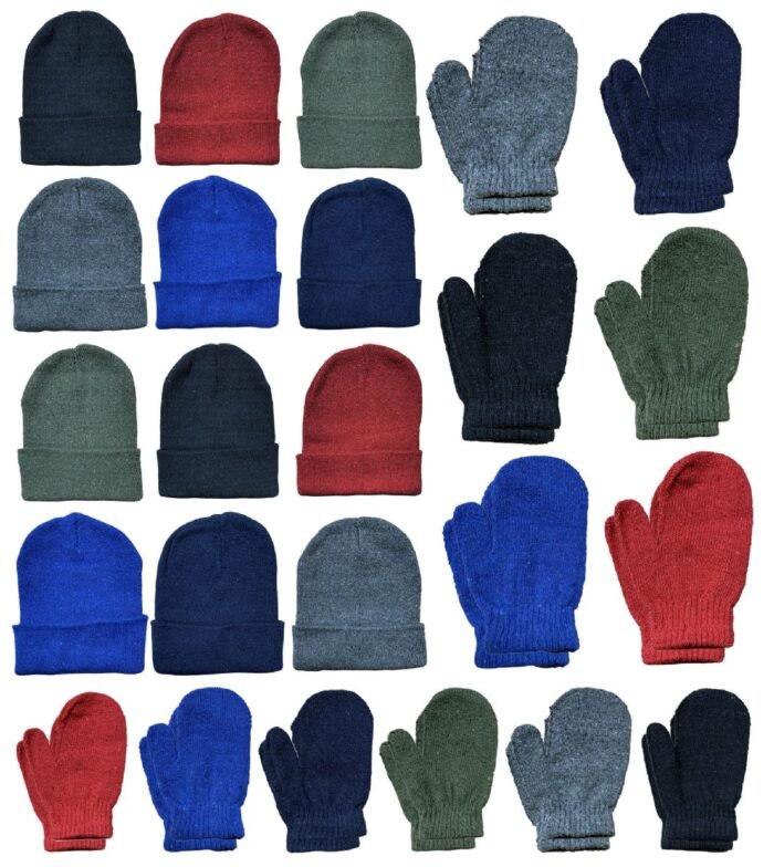 423684.jpg Yacht & Smith Kid's Assorted Colored Winter Beanies & Mittens Set