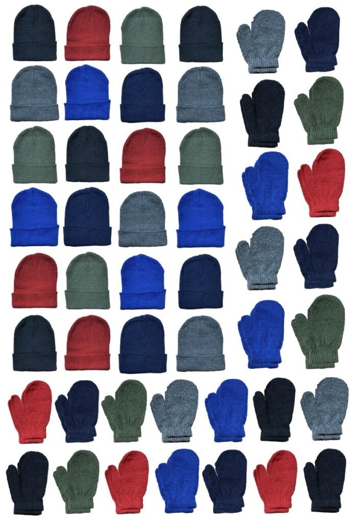 423686.jpg Yacht & Smith Kid's Assorted Colored Winter Beanies & Mittens Set