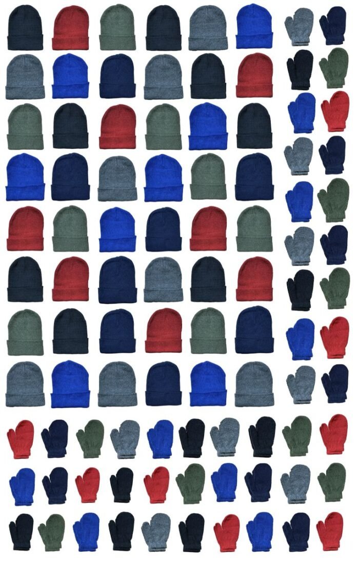 423687.jpg Yacht & Smith Kid's Assorted Colored Winter Beanies & Mittens Set