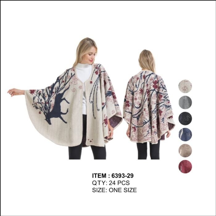 Women's Stylish Cape Poncho With Rein Deer