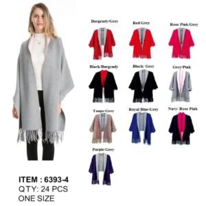 425447.jpg 2 Tone Cape With Sleeve And Fringes