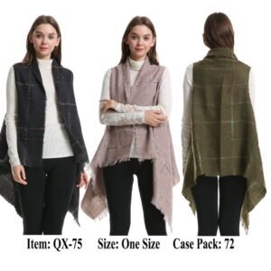 425464.jpg Women's Multi Color Glitter Plaid Vest Scarf