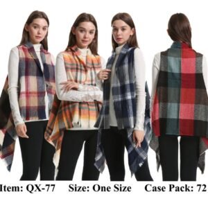 425466.jpg Women's Buffalo Plaid Multi Color Vest Scarf
