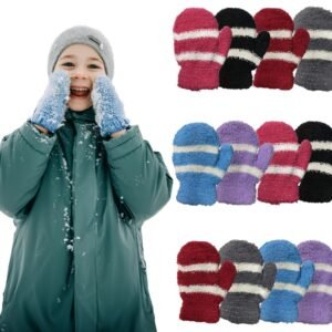 446497i_44612306.jpg Yacht & Smith Kids Striped Fuzzy Mittens Gloves Ages 2-7 Bulk Buy