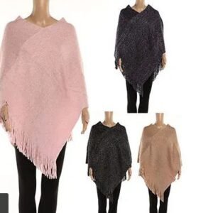 449384.jpg Women's Solid Polyester Winter Cape In Assorted Colors