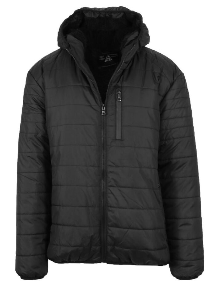 Men's Hooded Puffer Jacket, Assorted Sizes S-Xxl Black