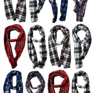 Yacht & Smith Unisex Warm Winter Plaid Fleece Scarfs Assorted Colors Size 60x12