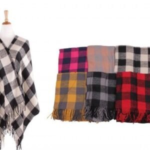 452196.jpg Women's Plaid Sweater Poncho Cape Coat Open Front Blanket Shawls And Wraps