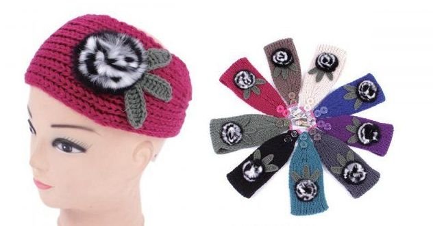 Ear Muffler Headwrap For Women Knit Earmuff With Flower