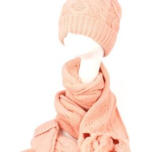 Knit Beanie With Pom Pom + Scarf + Mittens Sets Assorted