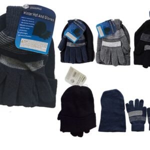 Men's Hat And Gloves Set - (1 Hat And 1 Pair Of Gloves Per Pack) 3 Assorted Colors