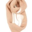 Wool Blend Cable Knit Infinity Scarf W/sherpa Lining Assorted