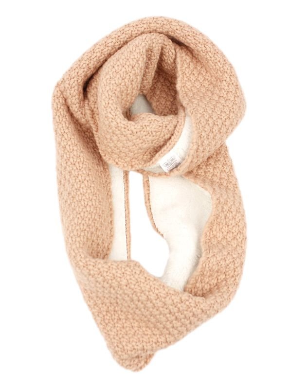 Wool Blend Cable Knit Infinity Scarf W/sherpa Lining Assorted