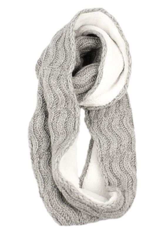 Wool Blend Cable Knit Infinity Scarf W/sherpa Lining Assorted