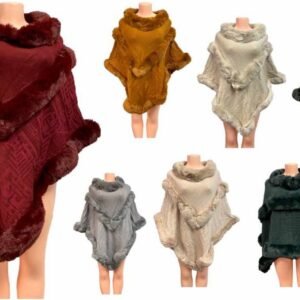 Solid Color Faux Fur Poncho Assorted