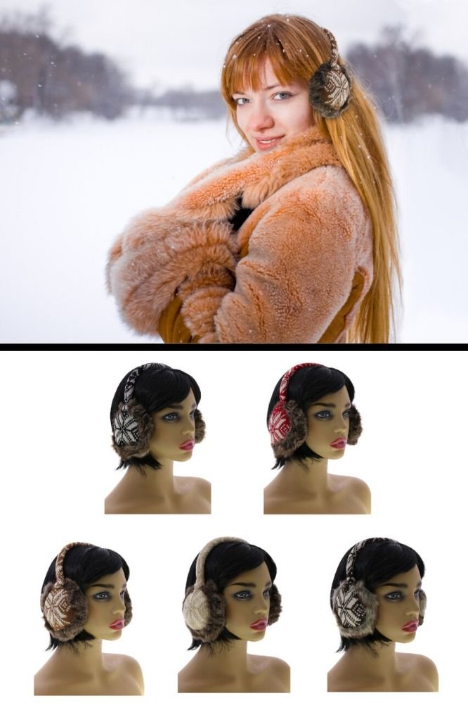 Faux Fur Lined Earmuffs With Snowflake Pattern