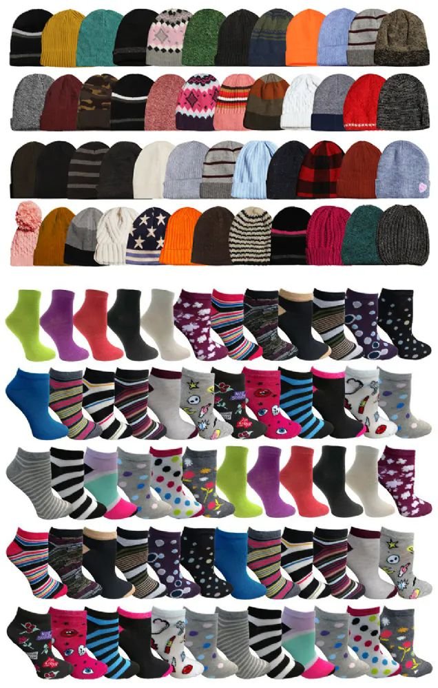 Yacht & Smith Women's Assorted Beanies And Colorful Ankle Socks Set