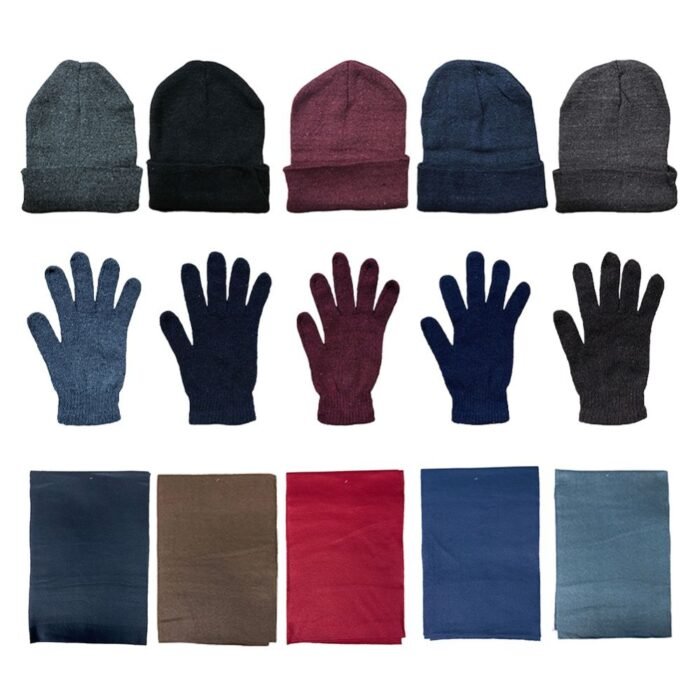 540121i_76426198.jpg Yacht & Smith Unisex 3 Piece Winter Set Hat, Gloves & Scarf In Assorted Colors
