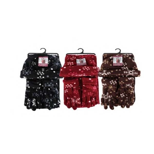 542860.jpg Hat Glove Scarf Set Snowflake Pattern