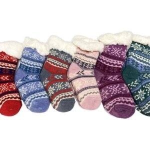 547949.jpg Kid's Snow Flake Knitted Sherpa Sock
