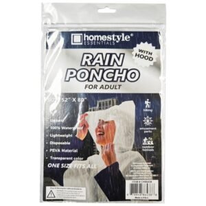 Adult Peva Rain Poncho Clear