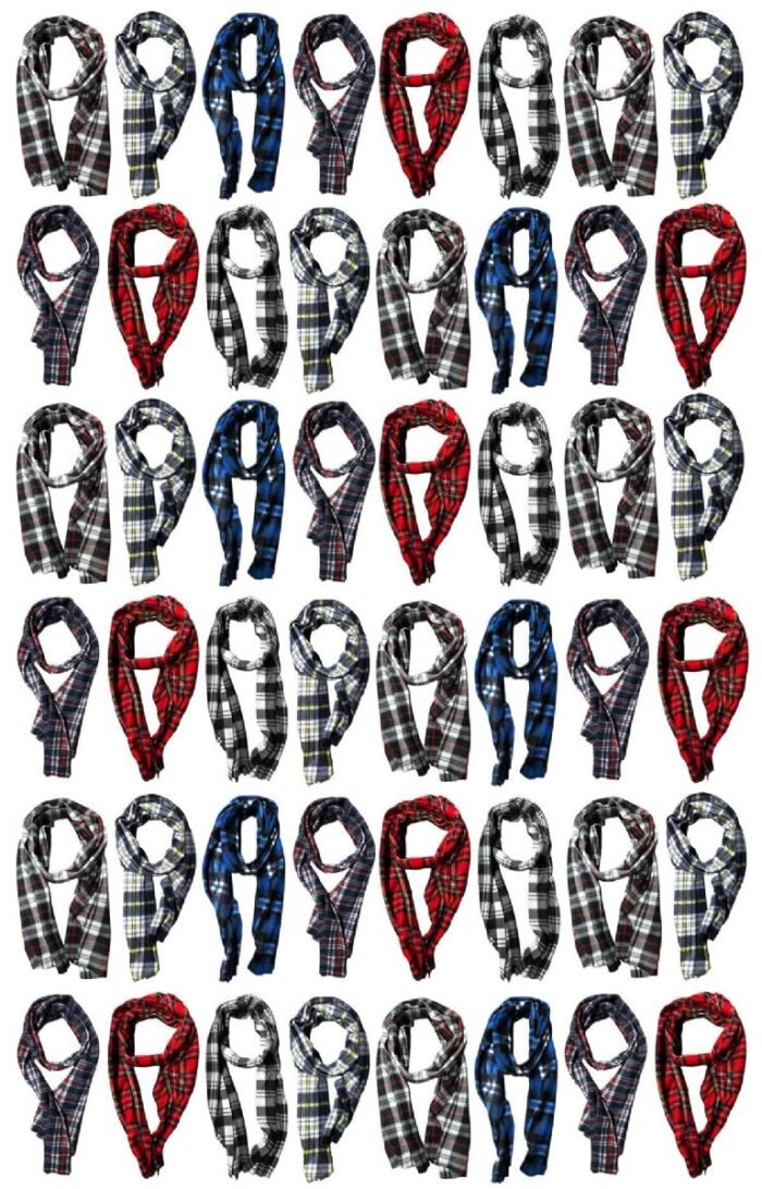 584377.jpg Yacht & Smith Assorted Plaid Fleece Scarfs - 60"x12" Inches