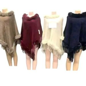 Solid Color Faux Fur Ponchos Assorted