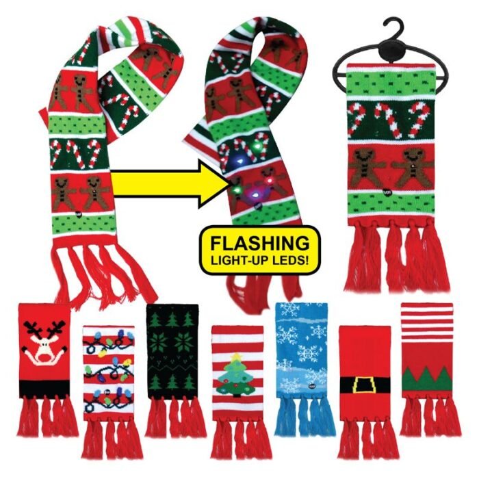 8 Style Led Kids Christmas Scarves