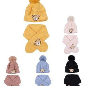 Toddler Knitted Bear Hat And Scarf Set
