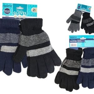 Gloves 2 Pair Striped Black/blue, Black/grey 55g