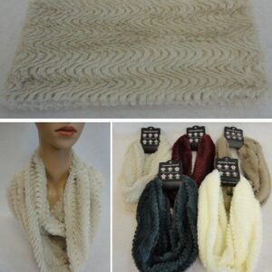 Plush Infinity Scarf [wavy Line Pattern] Double Wrap